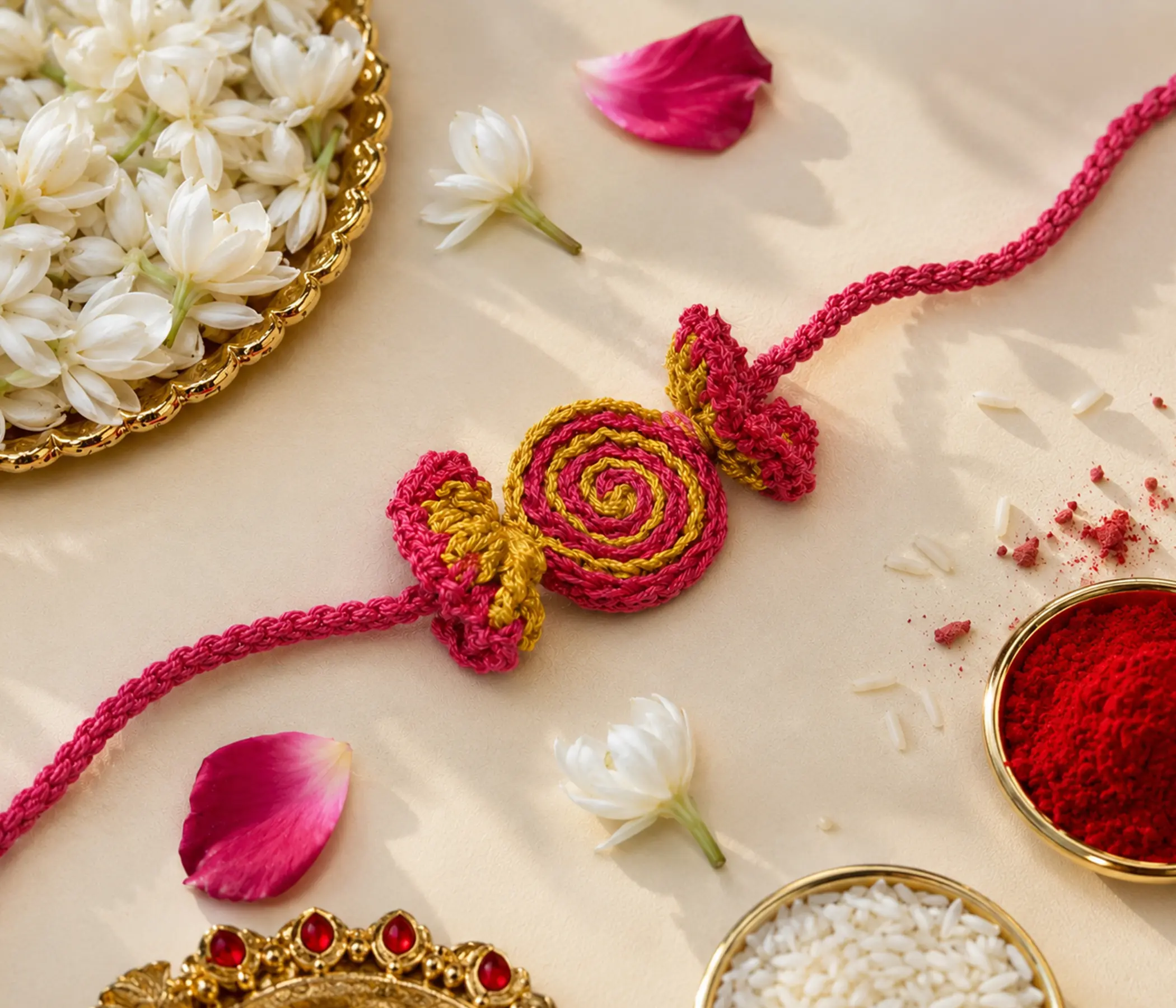 Sweet Candy Swirl Handcrafted Kids Crochet Rakhi